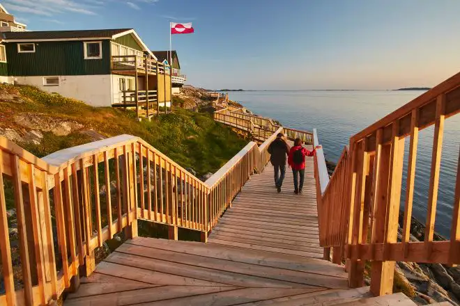 Walk On Path Along Coastline Of Nuuk. Photo Peter Lindstrom , Visit Greenland
