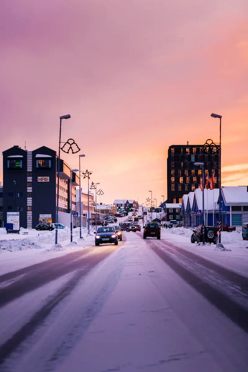 Traffic On Main Road In Nuuk. Photo Rebecca Gustafsson , Visit Greenland