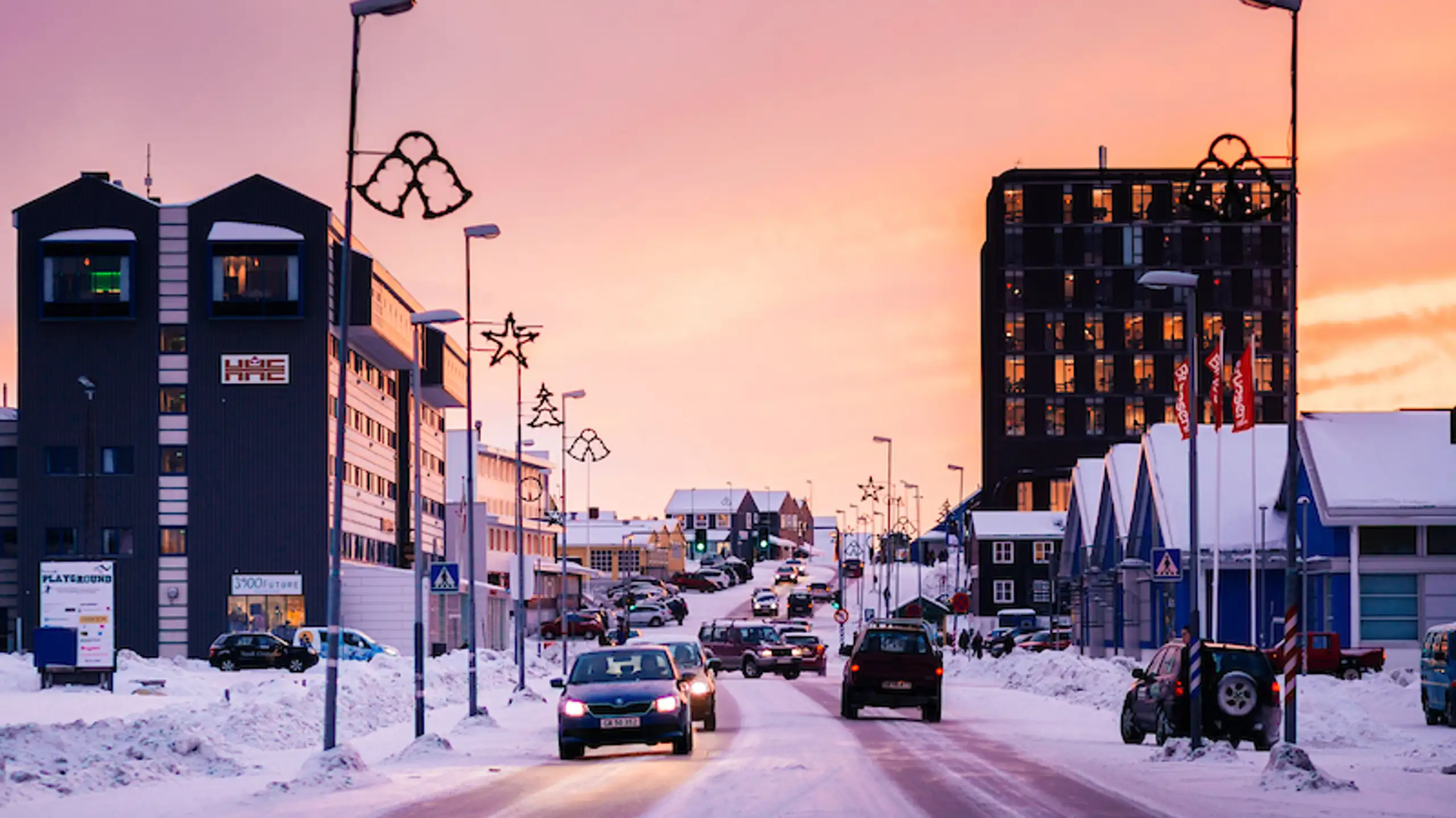 Traffic On Main Road In Nuuk. Photo Rebecca Gustafsson , Visit Greenland