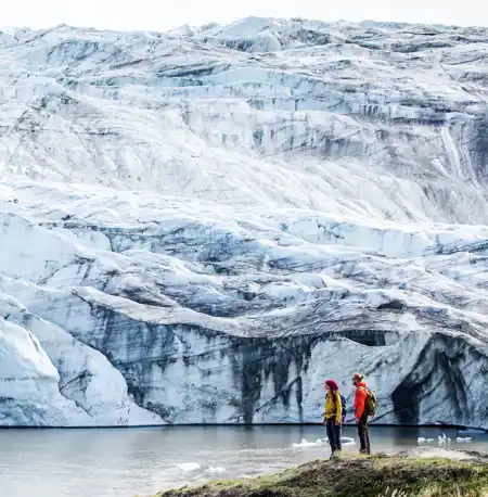 Two Hikers Reach The Russell Glacier, Part Of The Greenland Ice Sheet, In The Kangerlussuaq Backcountry NHM