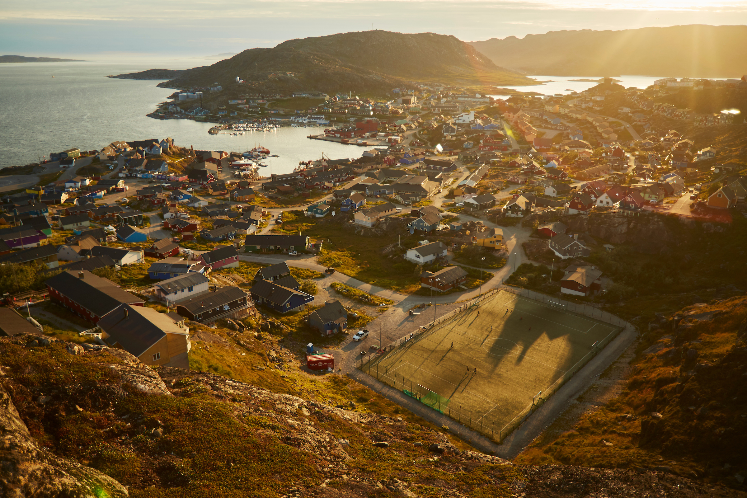 Qaqortoq Football Field With Sunset. Photo Peter Lindstrom , Visit Greenland
